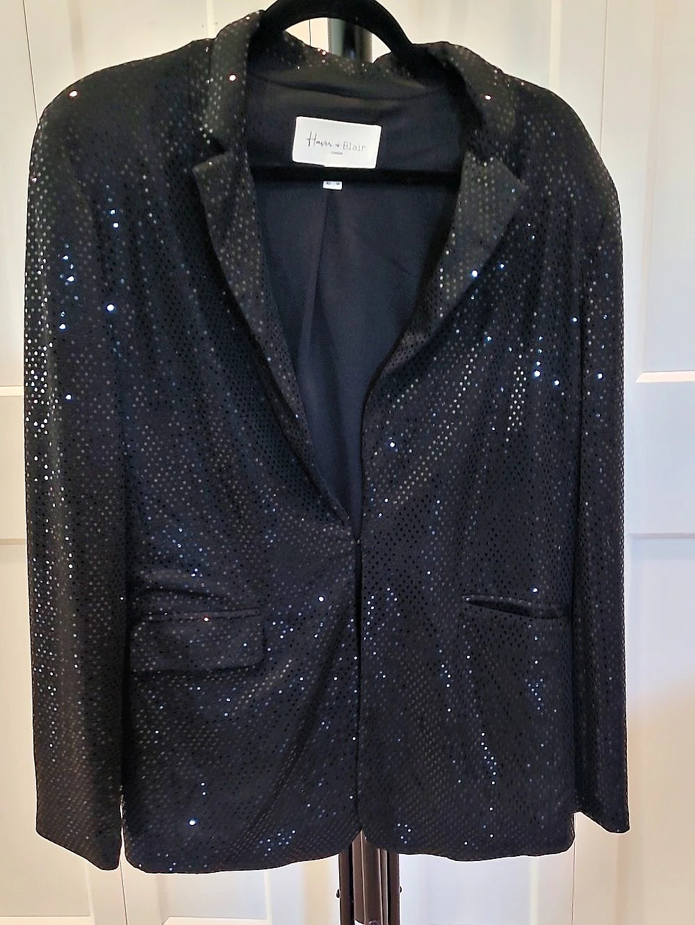 Haver & Blair Black Sequin Blazer Size Medium Like New